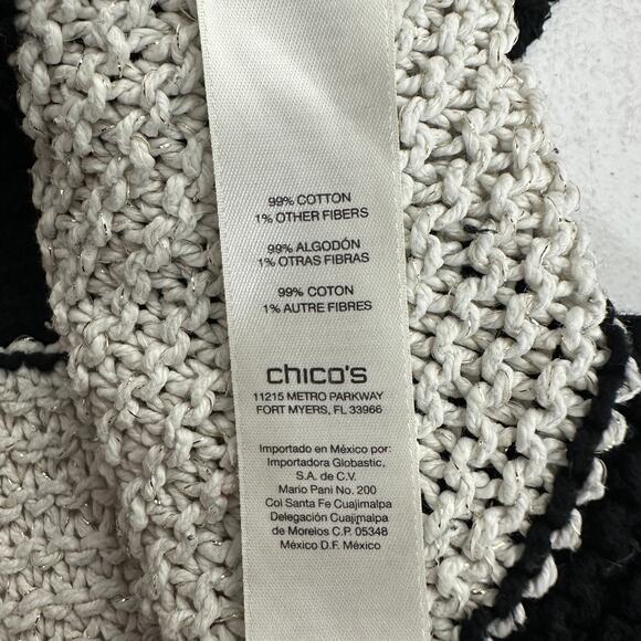 Chicos Womens Chunky Knit Sweater Size 2 US L Metallic Striped‎ - Picture 4 of 8